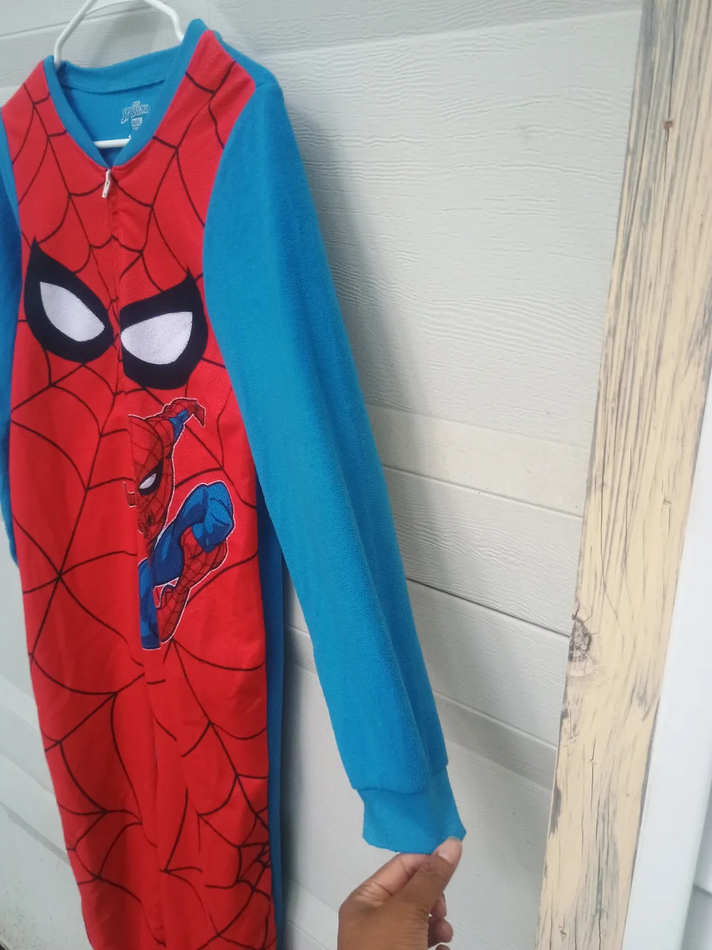 Marvel Spider-Man Big Face Graphic Fleece Red & Blue Kids One-Piece Onesie PJ